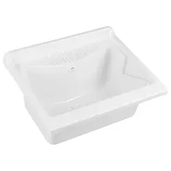 Aqualine Waschtisch Hänge-Ausgussbecken 60x50cm – Weiß - Praktisches Hänge-Ausgussbecken aus robustem Polypropylen, ideal für den modernen Badezimmerstil. Inklusive Siphon und Überlaufgarnitur – perfekt für eine schnelle Installation.