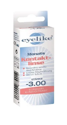 GIGATEMP Eyelike Monatskontaktlinse, -3.00 Dioptrien, 1 Stück, Weich, Sphärisch, farblos