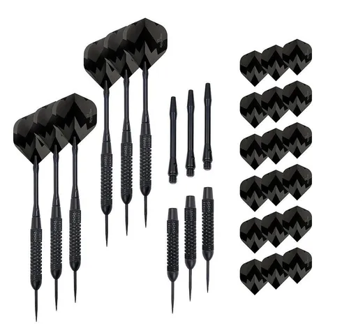 Kings Dart Steeldart-Set Black Star Edition mit ergonomischem Messingbarrel - Hochwertiges Steeldart-Set für präzises Spielen, ausgestattet mit ergonomischem Messingbarrel für optimalen Grip und Kontrolle.