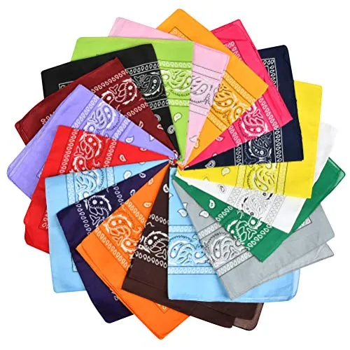 20Pcs Bandana Kopftuch Bandana für Damen Halstuch mit Paisleymuster Bandana Kopftuch 55 x 55cm bandana herren kopftuch bandana Taschentücher Farbige Quadratische Bandanas für Männer Frauen/Damen