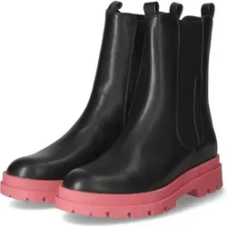 Tom Tailor Damen Stiefel mit Warmfutter und bunter Sohle - Wanderschuhe mit elastischem Einsatz, knall-pinker Profillaufsohle und warmem Textilfutter für Komfort an kalten Tagen.