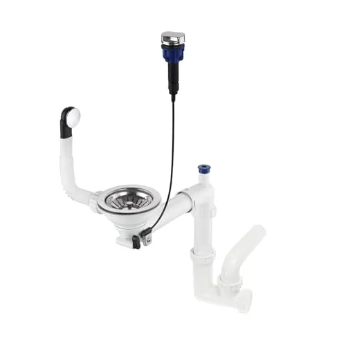 GRANMASTER Siphon Küchenspüle Automatischer 1-Kammer Raumsparsiphon mit überlauf