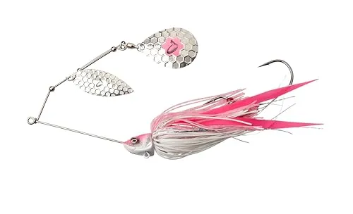Savage Gear Da Bush Spinnerbait - Robuster Edelstahlrahmen, Lockenschwanz-Silikon-Anhänger, Barsch, Hecht, Musky und andere Raubfische, Süß- und Salzwasser-Angelköder Rosa Silber 16 cm