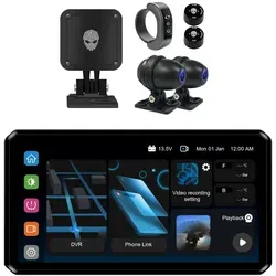 AlienRider M2S Ultimate Bundle Motorrad Multimediasystem - Multimediasystem für Motorräder mit HD Dashcam und Rückfahrkamera. Genießen Sie umfassende Toter-Winkel-Erkennung und Unterstützung für Wireless CarPlay und Android Auto.