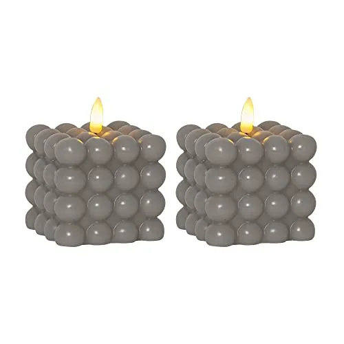 Bubble Kerze 2er Set | LED Kerzen mit Flackernder Flamme und Timerfunktion | Elektrische Kerzen mit Batterie