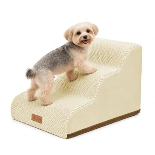 VOUNOT® Hundetreppe 3 Stufen für kleine Hunde & Katzen, rutschfest und waschbar