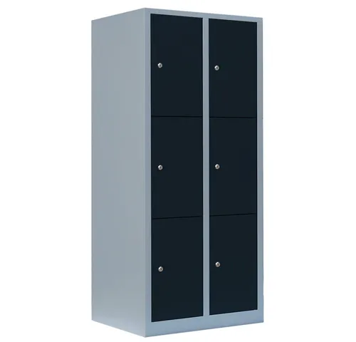 Steelboxx Fächerschrank 6 Fächer - Wertfachschrank in Grau/Anthrazit - Robuster Wertfachschrank mit 6 Fächern, ideal für Umkleideräume und Betriebe. Komplett montiert, pflegeleichte Stahlkonstruktion mit Sicherheits-Zylinderschlössern für höchste Sicherheit.
