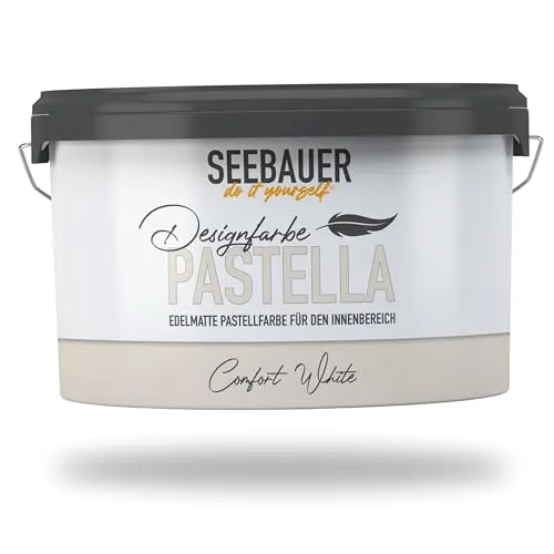 SEEBAUER diy Pastellfarbe PASTELLA Beige 2,5L - Edelmatte Wandfarbe mit sehr hoher Deckkraft, abwaschbar und tropffrei - ideal für ein gesundes Raumklima und perfekte Ergebnisse in jedem Innenraum.