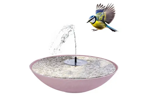 matches21 HOME & HOBBY Wasserspiel Outdoor Solar Brunnen Set 45cm, (2 tlg), Große Schale in rosa als Garten-Brunnen