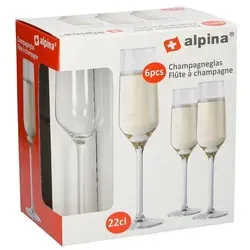 Alpina 86428 Champagnerkelch 220 ml, Glas, klar (6er Pack)