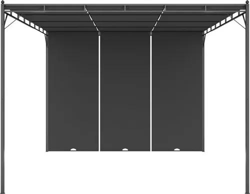 vidaXL Gartenpavillon mit Seitenvorhang 4x3x2,25 m - Anthrazit - Pavillons & Partyzelte: Robuster Gartenpavillon mit pulverbeschichtetem Stahlrahmen und Seitenvorhang für perfekten Sonnenschutz, ideal für entspannte Outdoor-Aktivitäten.