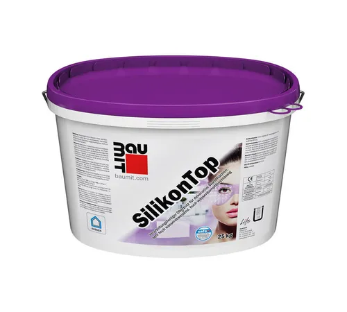 BAUMIT SilikonTop Kratzputz 2,0mm weiß 25kg - Baumaterial – Hoch wasserabweisender, wärmedämmender Oberputz für außen, der keinen Anstrich benötigt und witterungsbeständig ist.