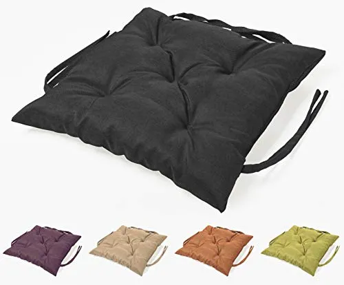 sunnypillow Stuhlkissen Outdoor, Indoor - 45 x 45 x 12 cm - Auflage für Stühle, Bänke in Haus und Garten - Sitzkissen für Paletten - Stuhlauflage, Gartenkissen für Gartenmöbel - Kissen Schwarz