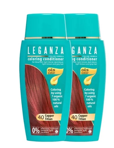 2x Leganza Natürliches Balsam Haarfärbemittel Farbe Kupferrot Nº 40 150ml