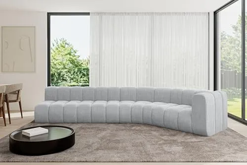 ALTDECOR Modulares Sofa Ecksofa in L-Form Corner modular Sofa Eckcouch Couch Wohnlandschaft Cauchsofa Bodensofa Polstersofa Karex-L2-399x194x70 cm Grau