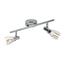 LED Deckenleuchte 2 Flammig Deckenstrahler schwenkbar Wohnzimmerleuchte Decke 2 Strahler, chrom Metall, 2x 3W 280Lm warmweiß, LxBxH 36,5x8,5x16 cm
