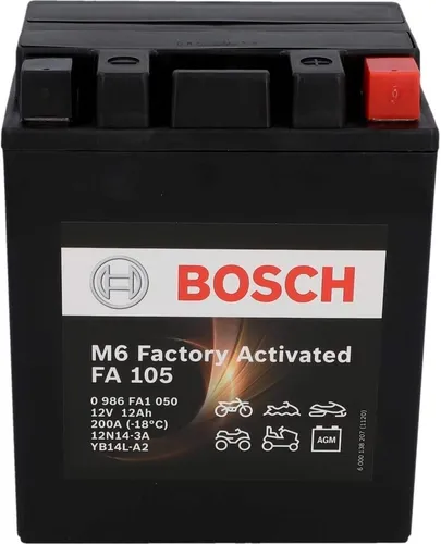 Bosch Gel Batterie YB14L A2 B2 für Motorräder - Hochleistungs-Batterie für Motorräder, 12V Spannung, idealer Ersatz für MOTOGUZZI mit 1 Jahr Herstellergarantie.
