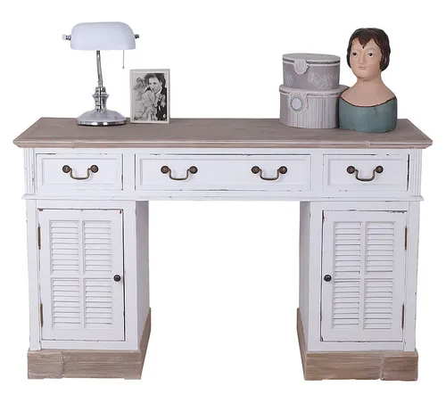 Produktbild Vintage Schreibtisch Bürotisch Landhausstil Sekretär Holz Schubladen und Türen