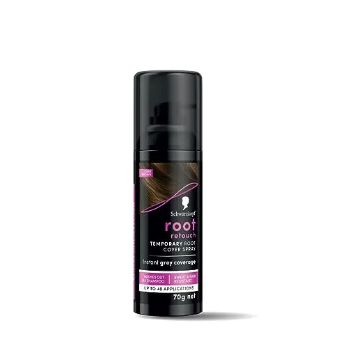Schwarzkopf Root Retouch, vegan, temporärer Farbstoff, sofortiger Brünett-Haarwurzel-Kaschierer, Grauabdeckung, 40 Anwendungen, 1 Waschgang, Dunkelbraun, 120 ml