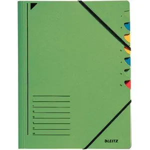 Leitz Ordnungsmappe 3907-00-55, A4, aus Karton, grün, 7 Fächer