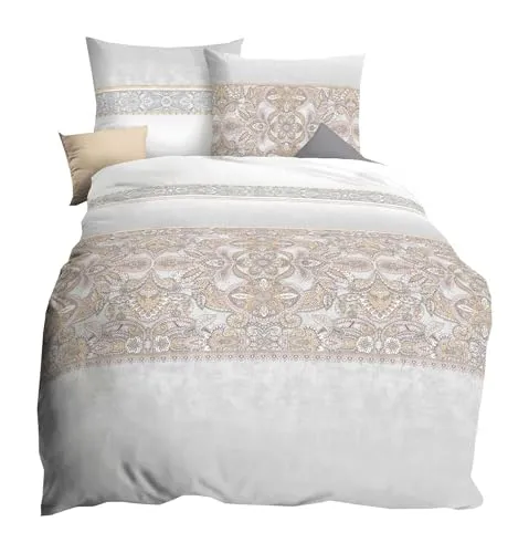 Kaeppel Linon Renforcé Bettwäsche 135x200cm Kayla Silber Rosa - Bettwäschegarnitur aus 100% Baumwolle mit elegantem Farbverlauf. Atmungsaktiv und hautfreundlich, ideal für erholsamen Schlaf. Praktischer Reißverschluss erleichtert das Wechseln.