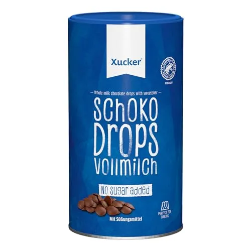 Xucker 750 g Schokoladen-Drops Edel Vollmilch - Schokolade ohne Zucker: Die zahnfreundlichen, kohlenhydratbewussten Schokoladen-Drops mit Xylit sind ideal zum Naschen und Backen - ohne Palmöl und Gentechnik.