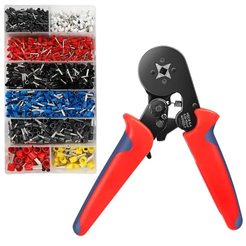 Lociban Crimpzangen Aderendhülsen Set, Kabelschuhe Set mit Zange 1250 stück Kabelschuhzange Crimpzange Aderendhülsen Zange 0,25-10 mm² Ergonomischer Griff Crimp Tool