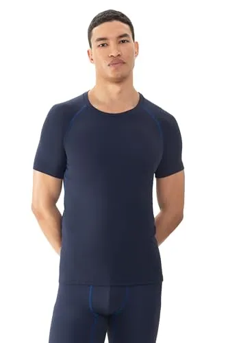 Mey Tagwäsche Herren Shirts 1/2 Arm Yacht Blue XXL - Körpernahe Passform mit Rundhalsausschnitt und extra flachen Nähten. Ideal für aktive Bewegungen und hohe Temperaturen von -5° bis +25°C. Perfekt für den täglichen Einsatz.