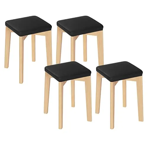 WOLTU Esszimmerstuhl aus Massivholz mit gepolstertem Sitz - Esszimmerstühle aus hochwertigem Buchenholz, stabil und langlebig. Der komfortabel gepolsterte Sitz sorgt für entspanntes Sitzen. Ideal für Küche, Esszimmer oder Bars.