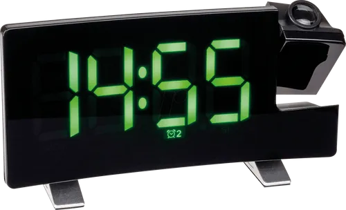TFA Dostmann Projektionswecker mit FM Radio - Radios mit Projektion der Uhrzeit an die Wand, 2 Alarmzeiten und USB Ladefunktion für Smartphones – ideal für ein entspanntes Aufwachen.
