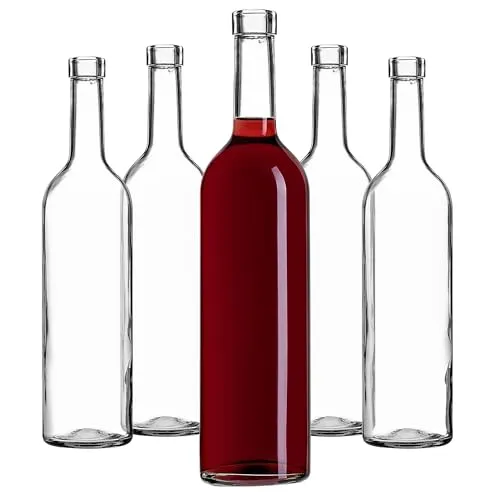 Produktbild KADAX 10er Set Weinflaschen 750ml, leere Glasflaschen ohne Korken für Wein, Liköre und Spirituosen, Flaschen zum Befüllen, Likörflaschen aus Glas (Transparent)