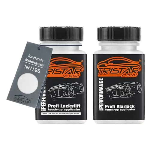TRISTARcolor Motorradlack Lackstift Set für Honda Motorcycles NH196 White Basislack Klarlack je 50ml