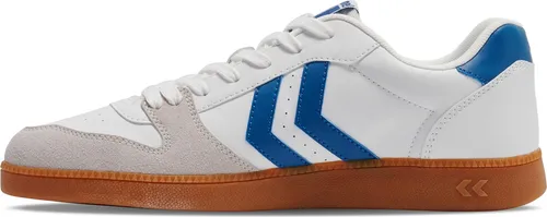 Hummel Handball Perfekt SP White/Blue 41 - Hallenschuhe im Court-Style mit atmungsaktivem Mikrofaser-Obermaterial und farblich abgesetzter TPR-Außensohle für optimalen Grip und Tragekomfort.