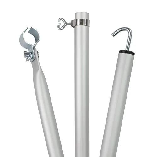 STÜCK - Aluminium Zeltstange - mit Klemme und Haken - teleskopierbar 210-290 cm -28/25 mm- 3 Teile - leicht stabil Ersatz Gestänge Zelt Vorzelt - Camping Teleskopstange Dachhakenstange Dachstange 1