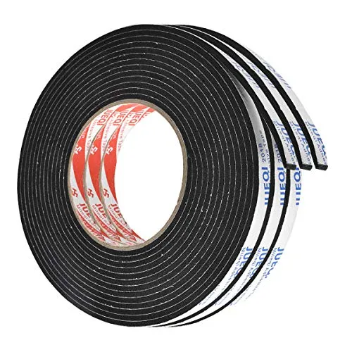 Kissral 3pcs Doppelseitiges Klebeband 10mm Breit*3mm Dick*5m Lang Schwamm Klebeband Schaumband Dichtband Selbstklebend Schwarz Dichtungsband Selbstklebend Tür für Türdichtungen Fensterdichtung Küche