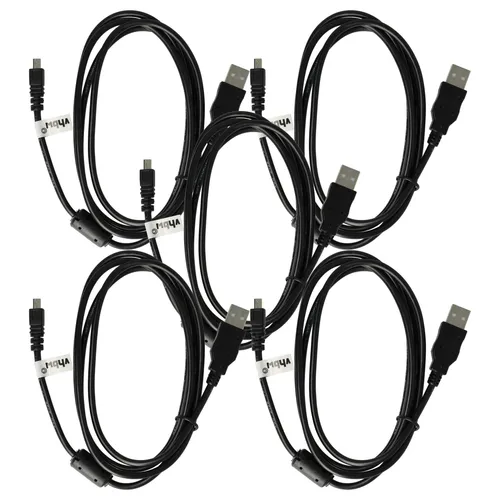 vhbw 5x USB-Kabel Ersatz für Panasonic K1HA08CD0007, K1HA08CD0009, K1HA08CD0003, K1HA08CD0004 für Kamera, Camcorder - Datenkabel, 14,5 cm