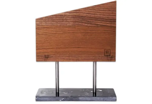 Zayiko Design beidseitig magnetischer Messerblock aus Nussbaumholz - Küchenmesser Aufbewahrung mit elegantem Design und doppelter Magnetkraft für bis zu 6 Messer – stabiler Steinsockel sorgt für Sicherheit und schützt Ihre Klingen.
