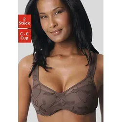 Minimizer-BH PETITE FLEUR, Damen, Gr. 80, Cup C, braun (mocha, mousse, weiß), Spitze, Obermaterial: 90% Polyamid, 10% Elasthan, BHs Dekolleté-Former BH Minimizer-BH BH-Set Unterwäsche Bügel-BH, mit Bügel und schöner Stickerei