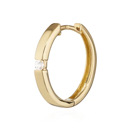 NKlaus Einzel Klappcreole - Ohrring Gold mit Zirkonia - Ohrringe für Damen aus 333 Gelbgold, elegant und zeitlos mit funkelnden Zirkonia, ideal für jeden Anlass und hohen Tragekomfort.