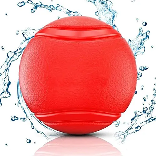 INTIRILIFE Hunde Gummiball 7cm in KNALL ROT – Hundeball Haustier Spielzeug mit 7 cm Durchmesser ideal zur Zahnreinigung – Bissfest, Geruchsneutral, Widerstandsfähig, Schwimmt auf Wasser