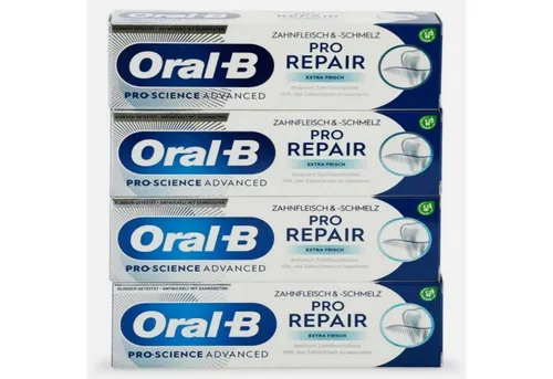 Oral-B Pro-Science Zahnfleisch & -schmelz Repair Zahncreme - Zahnpasta für die tägliche Anwendung mit ActiveRepair-Technologie, schützt das Zahnfleisch und repariert Zahnschmelz, Made in Germany, 4x 75ml, ideal für sensitive Zähne.