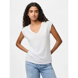 pieces Kurzarmshirt PCKAMALA TEE NOOS BC Materialmix, regular fit weiß L (40)