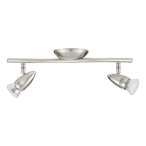 EGLO LED Deckenlampe Magnum LED, 2 flammige Deckenleuchte, Deckenstrahler aus Metall, Wohnzimmerlampe in Nickel-Matt, Chrom, Spots inkl. GU10 Leuchtmittel, warmweiß
