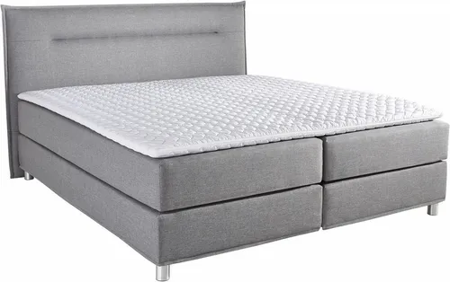 Boxspringbett MAINTAL - Komfortabel in Grau, 180x200 cm - Polsterbett mit Tonnentaschen-Federkernmatratze und Kaltschaumtopper für ergonomischen Schlafkomfort. Pflegeleichter Strukturstoff und trendiges Design!