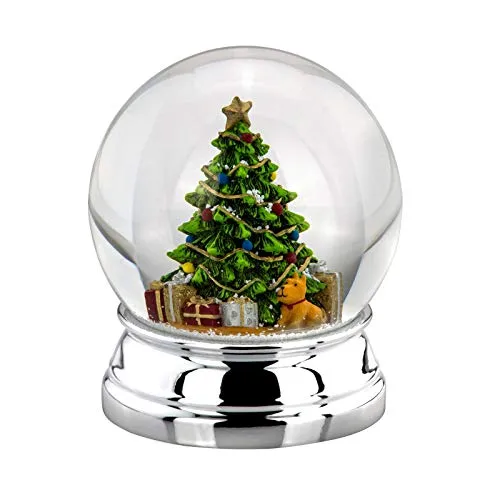 H.Bauer jun. Große versilberte Glas Schnee-Kugel mit geschmückten Weihnachtsbaum Ø 10 cm - Chrismas Deko Schüttelkugel - Traumkugel für Winter & Weihnachten