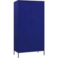 vidaXL Kleiderschrank Marineblau 90x50x180 cm aus Stahl - Stylischer Kleiderschrank mit 4 verstellbaren Einlegeböden, ideal für optimale Organisation und Stauraum für Kleidung und Accessoires.