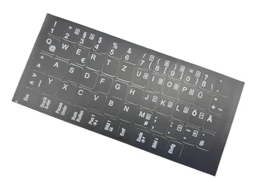 T-ProTek DEUTSCHE Tastaturaufkleber - schwarz GLÄNZEND 58 Tasten 1,1 cm x 1,3 cm Selbstkleben kompatibel für Samsung Laptop Notebook