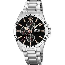 LOTUS Herren Chronograph Edelstahl Silber-Schwarz-Rosegold 18812/6 - Armbanduhren für Herren mit 42mm Durchmesser, elegantem Design und 5 Bar Wasserdichtigkeit – ideal für den täglichen Gebrauch und stilvolle Anlässe.