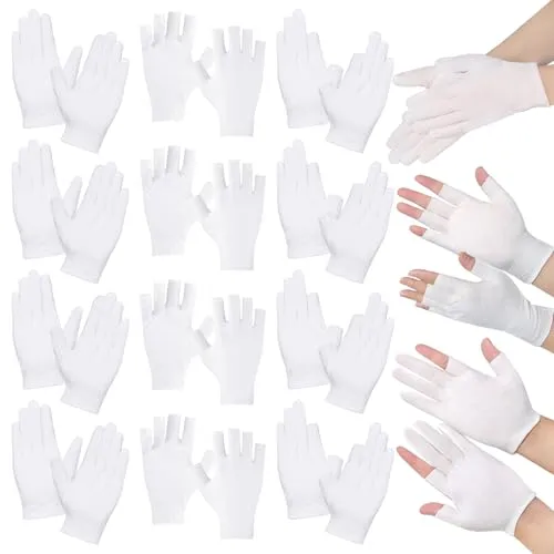 Pluvyze 12 Paar Baumwollhandschuhe Fingerlos Baumwollhandschuh Handschuhe Fingerlos Dünn Baumwolle Geeignet Zum Autofahren Golfen Und Radfahren Nachtpflege und Tagespflege