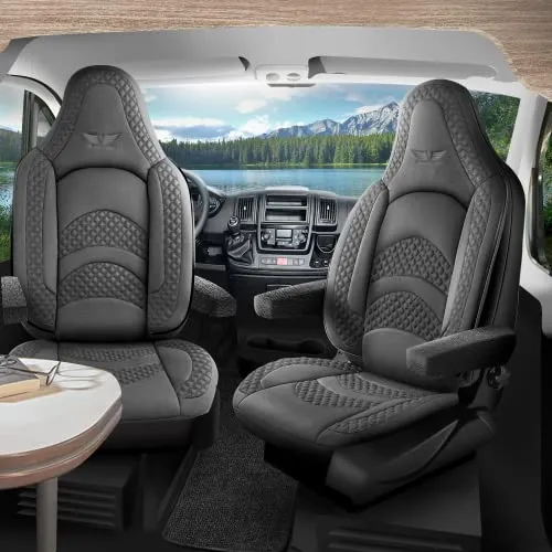 RC Royal Class Pilotensitzbezug Sitzbezüge Schonbezug Set passend für California, Nugget, Marco Polo, Sprinter, Ducato, Boxer, Transit, Transporter, Jumper, Crafter (Grau L50, Pilot 432)